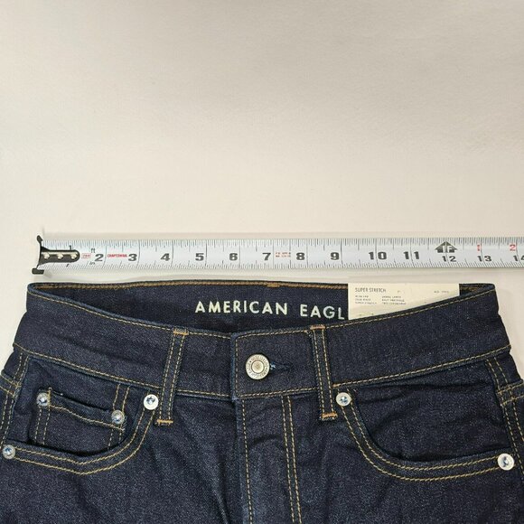 American Eagle Super Stretch High Rise Wide Leg Jeans NWT Women's Size 0 Dark - Picture 9 of 11
